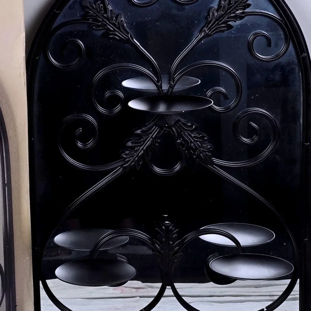 DomiStyle Canterbury Mirror Panel Wall Candle Holder Latte Finish Arched 20 Inch
